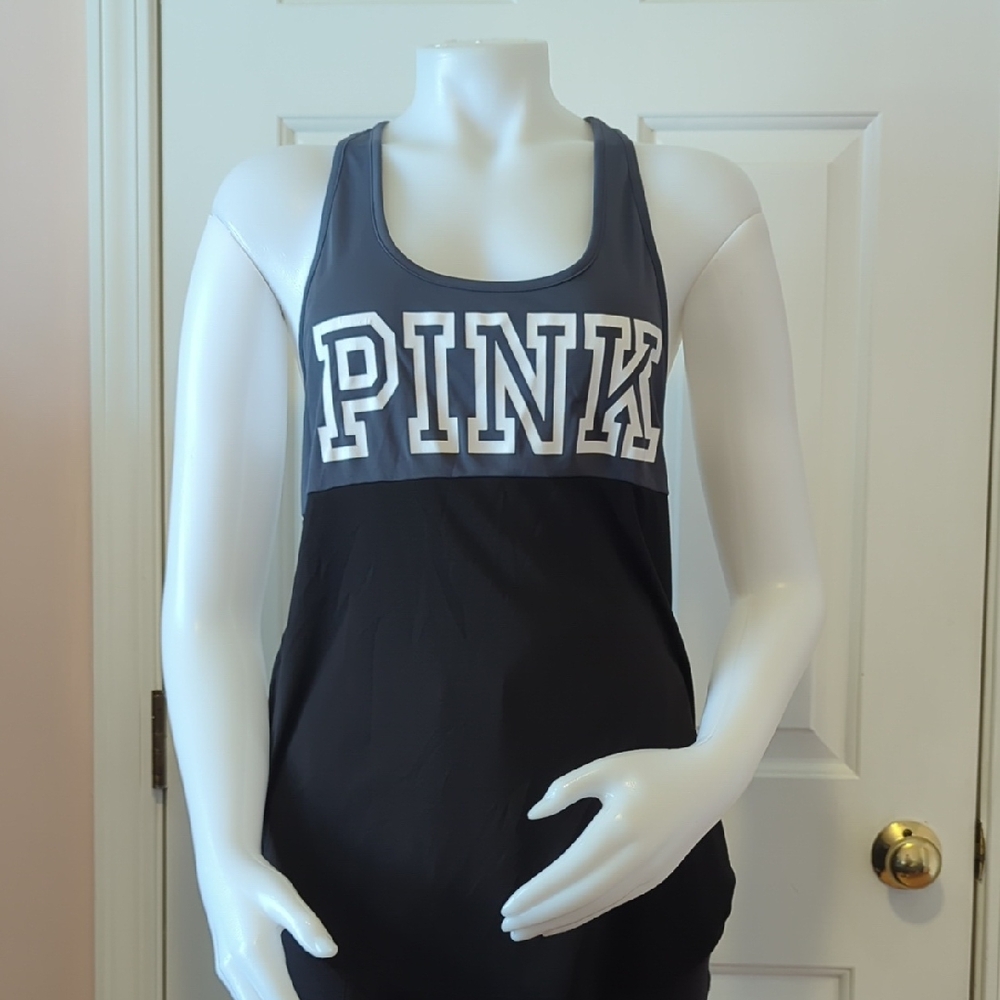 PINK Gray and Black Tank Top Women's Size L